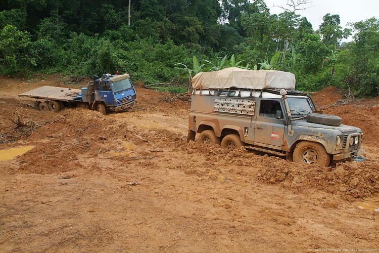 land rover stuck in mud